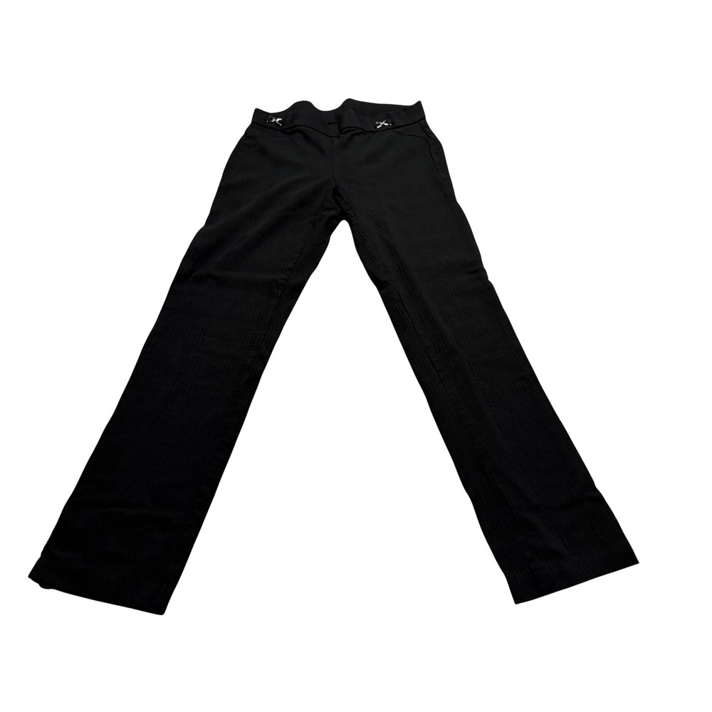 Rafaella Comfort Women's Black Textured Pull On Dress Pants Straight Leg Size 10